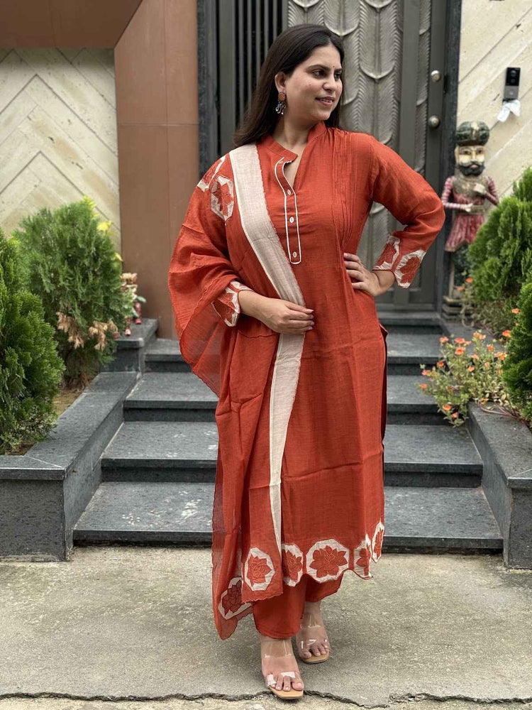 pure-bananas-mul-chanderi-appliquÃ©-work-suit-set-paired-with-appliquÃ©-work-mul-chanderi-dupatta-rust-1