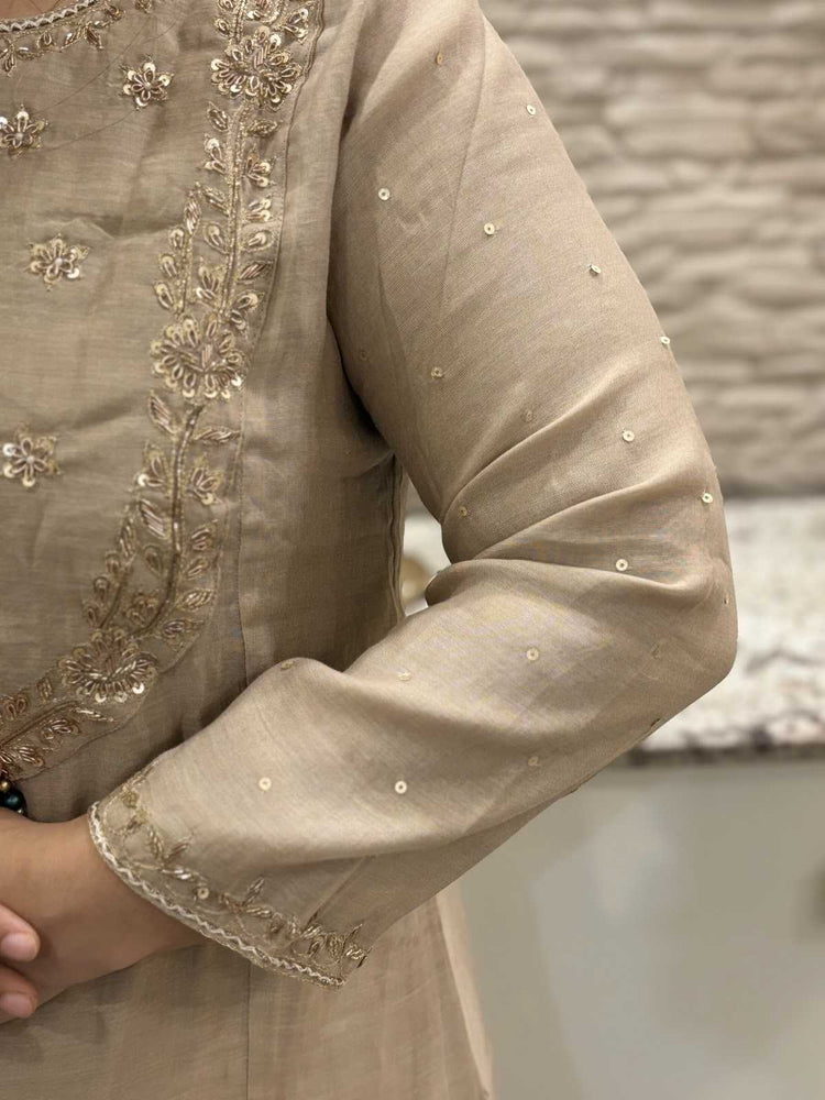 pure-banaras-mul-chanderi-a-line-hand-embroidered-suit-set-paired-with-shibori-print-organza-dupatta-brown-3