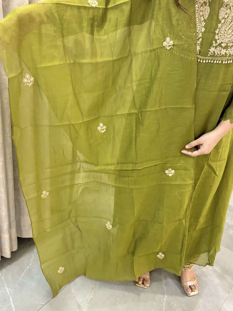 pure-banaras-mul-chanderi-hand-embroidered-a-line-suit-set-with-embroidered-pants-mehendi-green-5