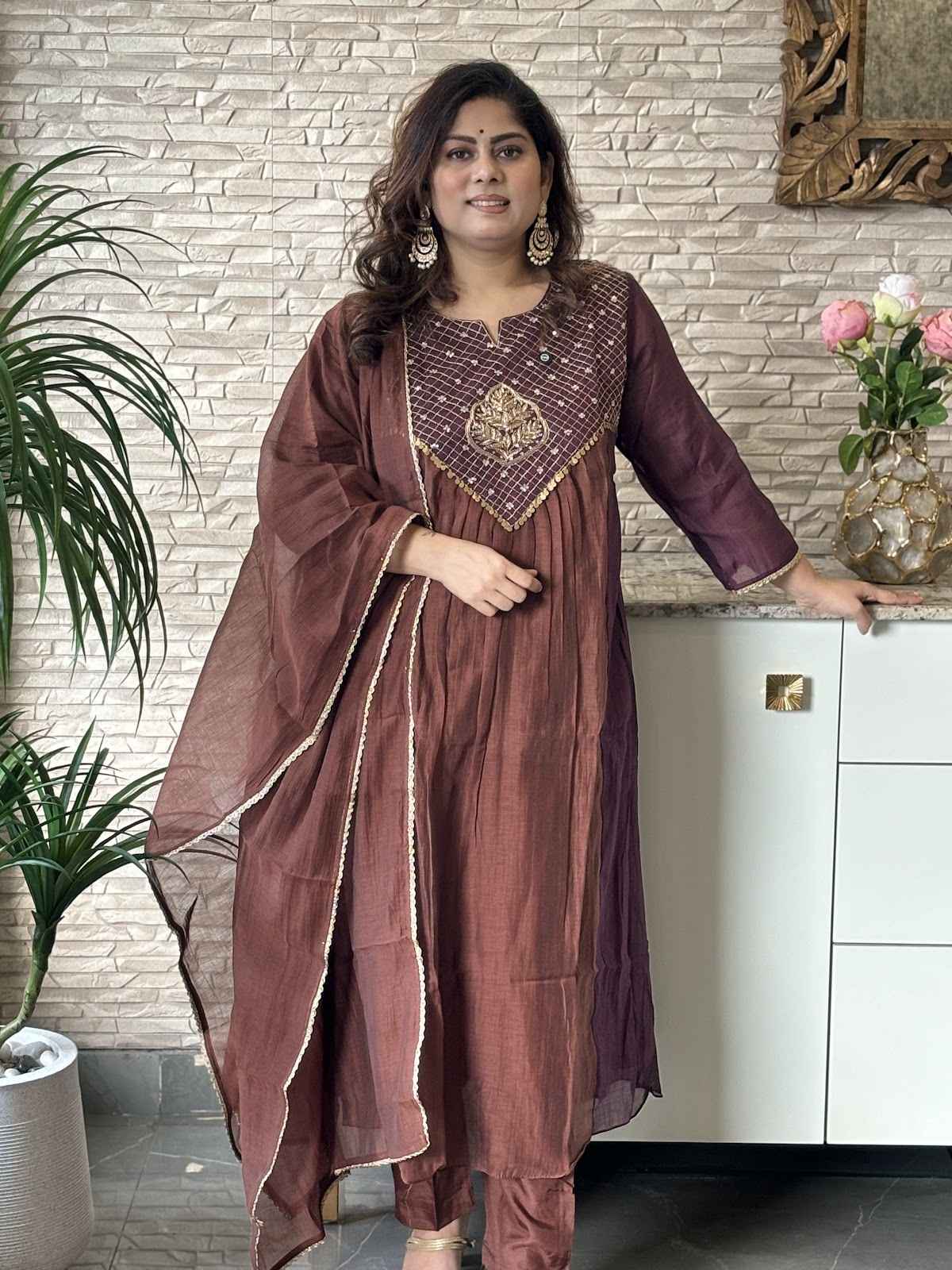 pure-banaras-mul-chanderi-hand-embroidered-a-line-suit-set-with-mul-cotton-lining-paired-with-mul-chanderi-dupatta-brown-1