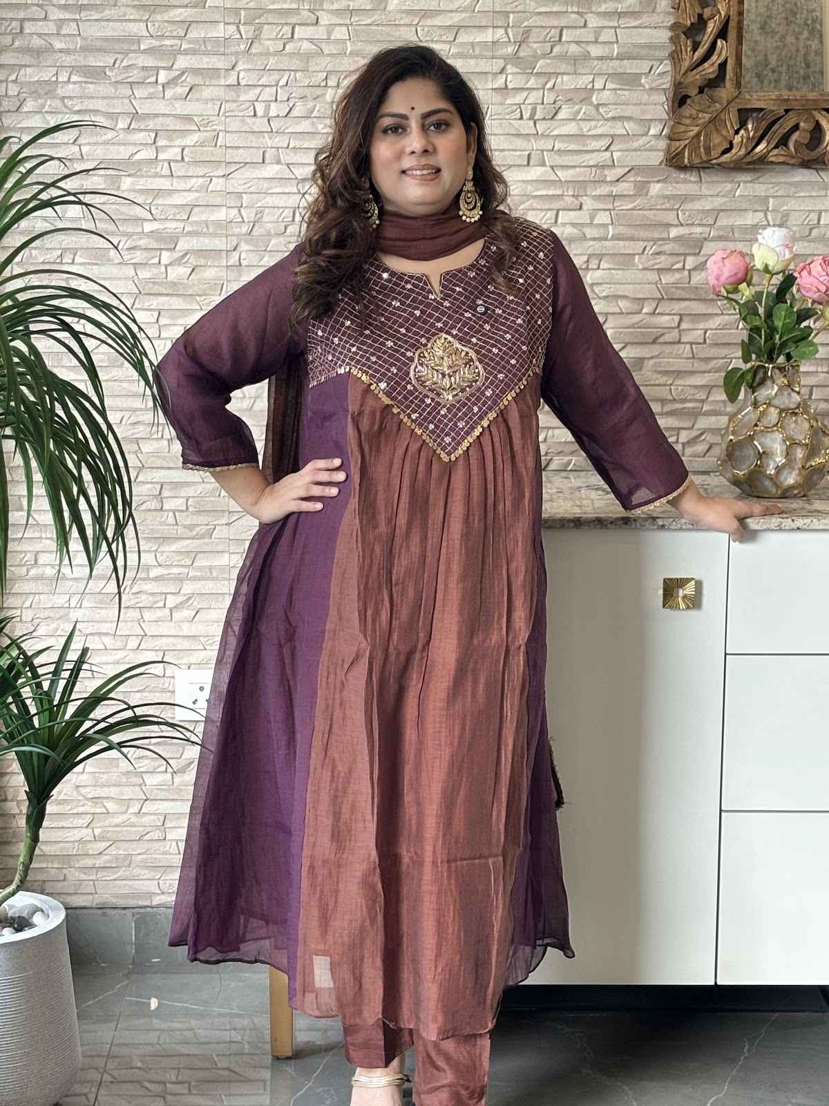 pure-banaras-mul-chanderi-hand-embroidered-a-line-suit-set-with-mul-cotton-lining-paired-with-mul-chanderi-dupatta-brown-2