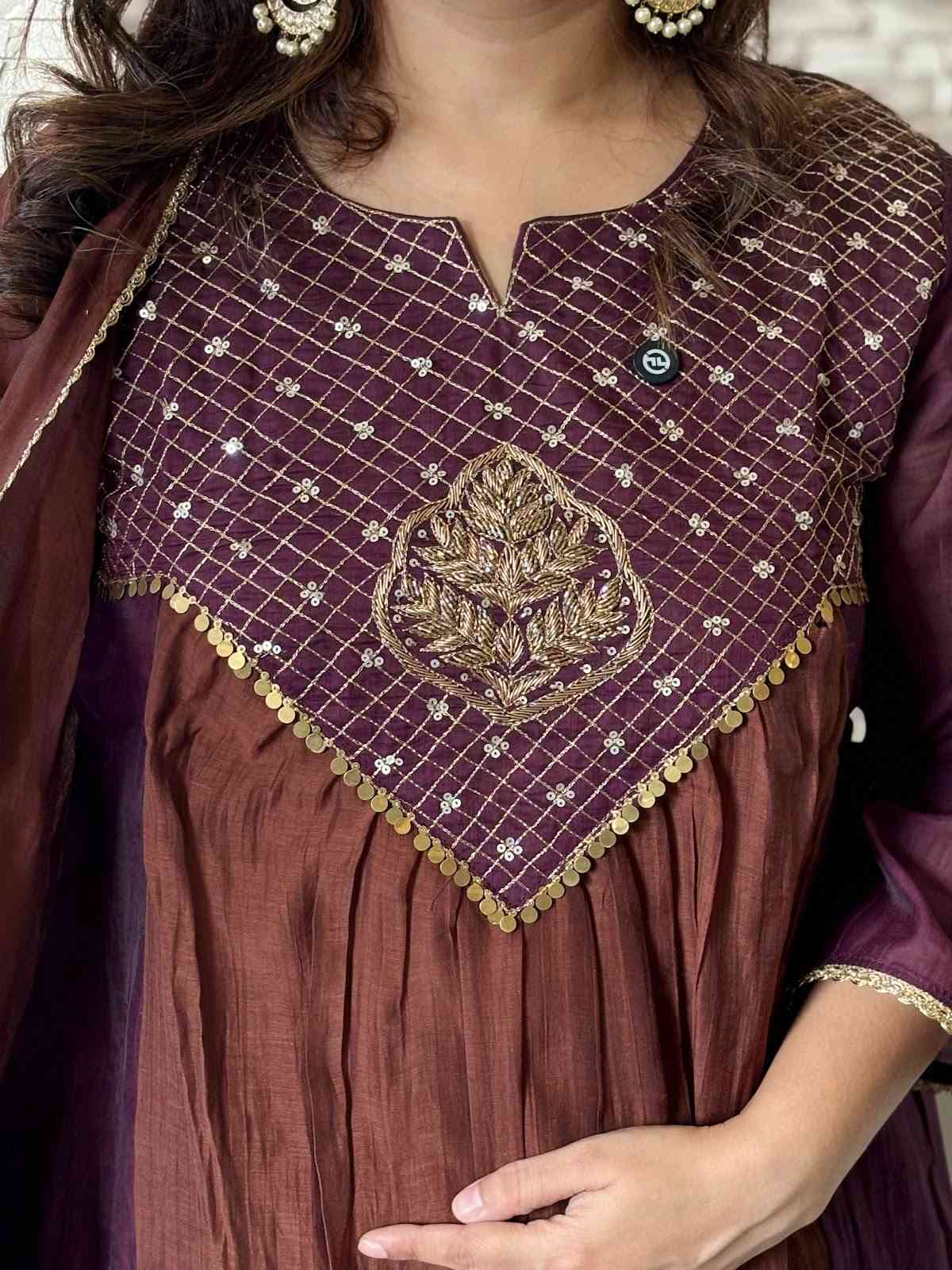 pure-banaras-mul-chanderi-hand-embroidered-a-line-suit-set-with-mul-cotton-lining-paired-with-mul-chanderi-dupatta-brown-3