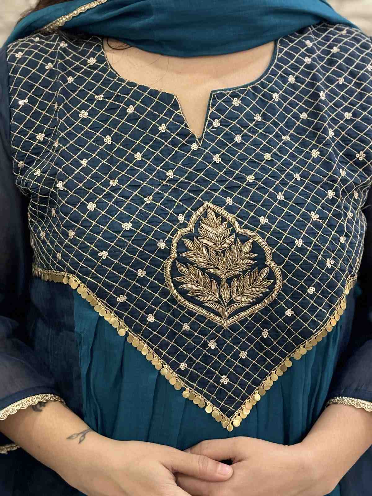 pure-banaras-mul-chanderi-hand-embroidered-a-line-suit-set-with-mul-cotton-lining-paired-with-mul-chanderi-dupatta-peacock-blue-2
