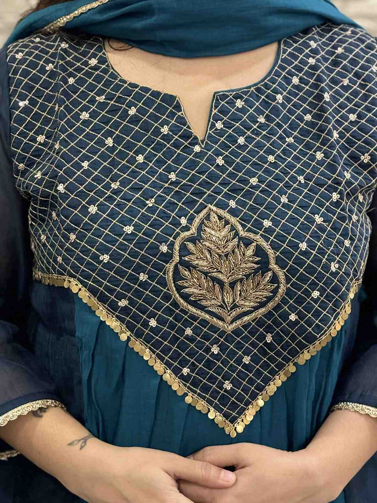pure-banaras-mul-chanderi-hand-embroidered-a-line-suit-set-with-mul-cotton-lining-paired-with-mul-chanderi-dupatta-peacock-blue-2