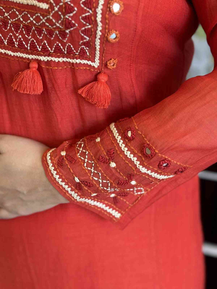 pure-banaras-mul-chanderi-hand-embroidered-mirror-work-a-line-suit-set-paired-with-mul-chanderi-digital-print-dupatta-orangish-red-3