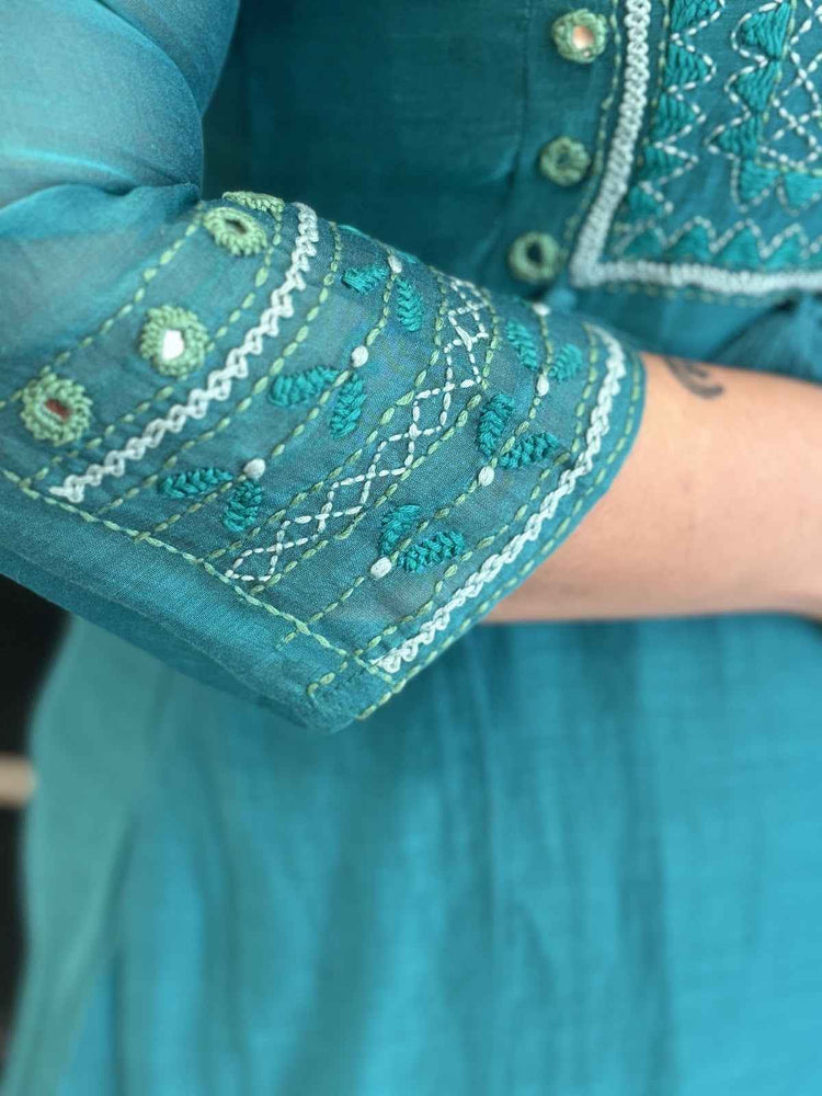 pure-banaras-mul-chanderi-hand-embroidered-mirror-work-a-line-suit-set-paired-with-mul-chanderi-digital-print-dupatta-rama-green-3