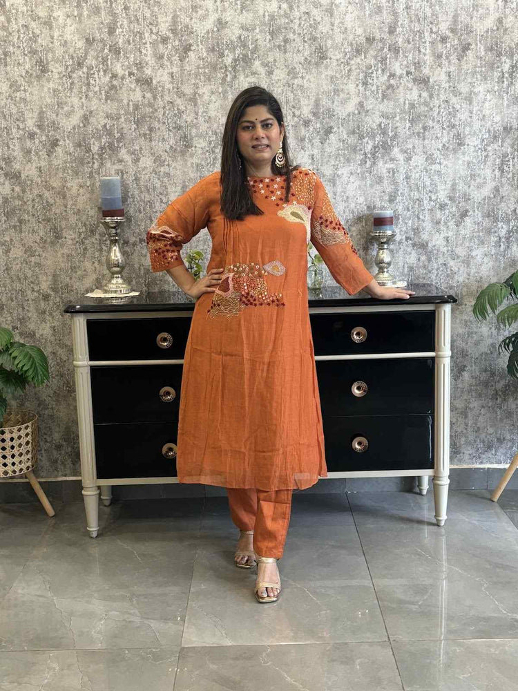 pure-banaras-mul-chanderi-hand-embroidered-pant-set-rust-1