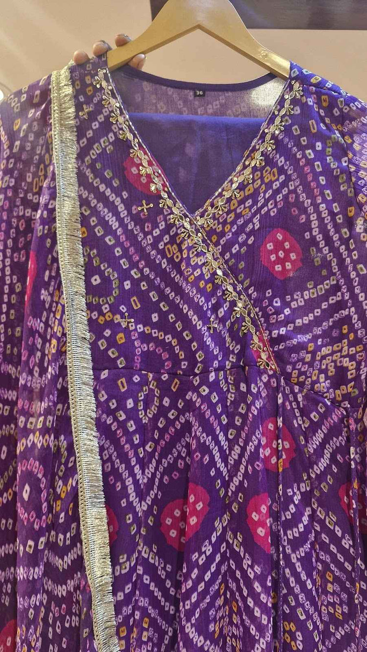 pure-chiffon-hand-embroidered-angrakha-style-bandhni-print-anarkali-purple-2