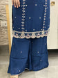 pure-chinnon-hand-embroidered-straight-fit-suit-set-with-embroidered-chinnon-palazzo-paired-with-chiffon-dupatta-royal-blue-3