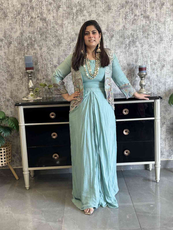 pure-chinnon-skirt-with-dola-silk-hand-embroidered-jacket-dola-silk-padded-blouse-1
