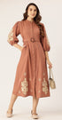 pure-cotton-a-line-applique-work-dress-brown-1