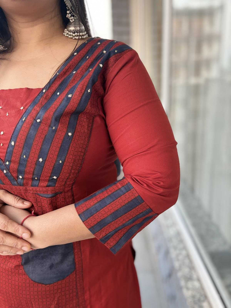 pure-cotton-a-line-printed-suit-set-red-2