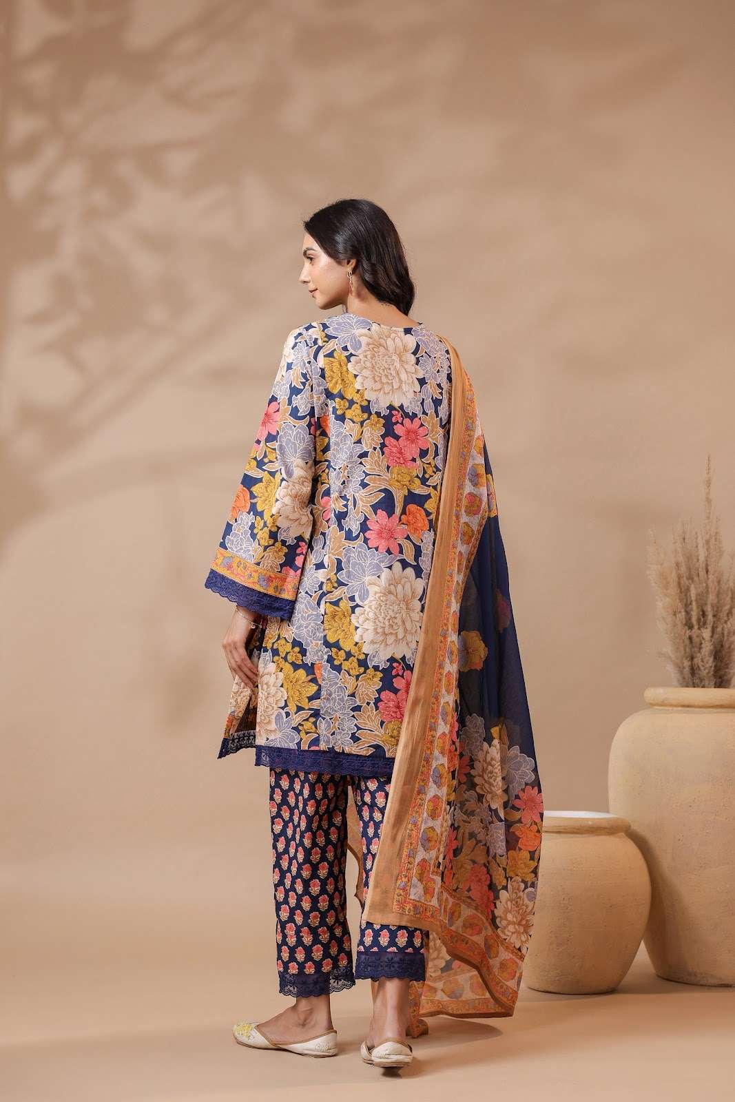 pure-cotton-a-line-short-kurta-style-digital-print-suit-set-with-bell-sleeves-lace-detailing-blue-5
