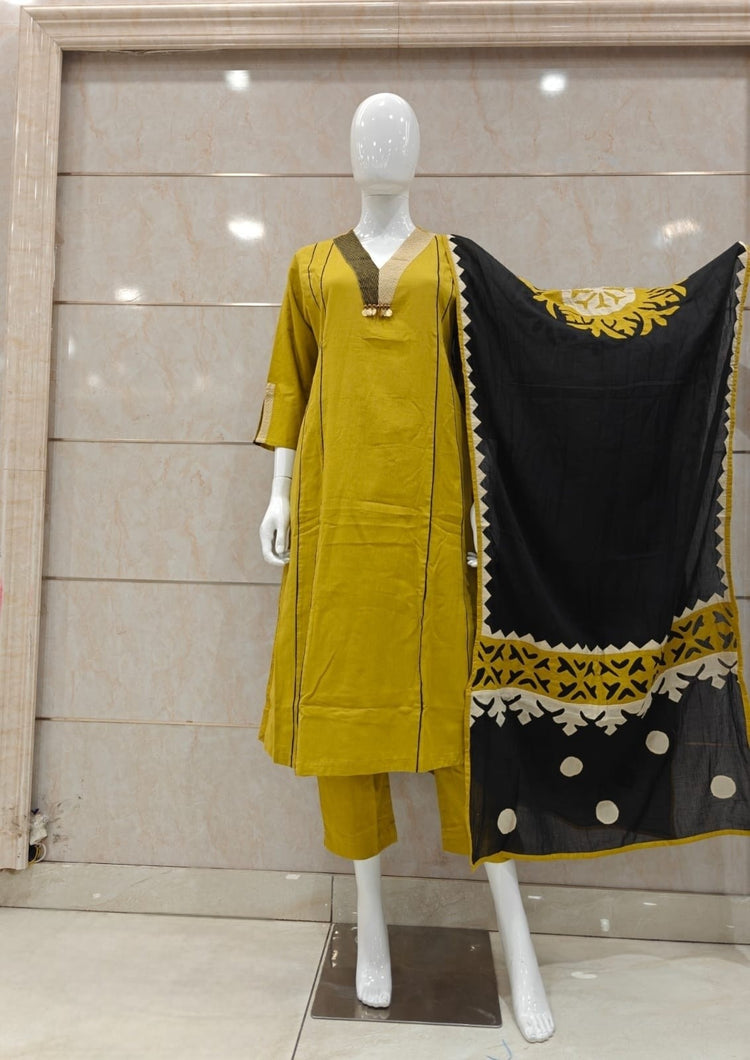 pure-cotton-a-line-suit-set-with-cotton-applique-work-dupatta-mustard-1