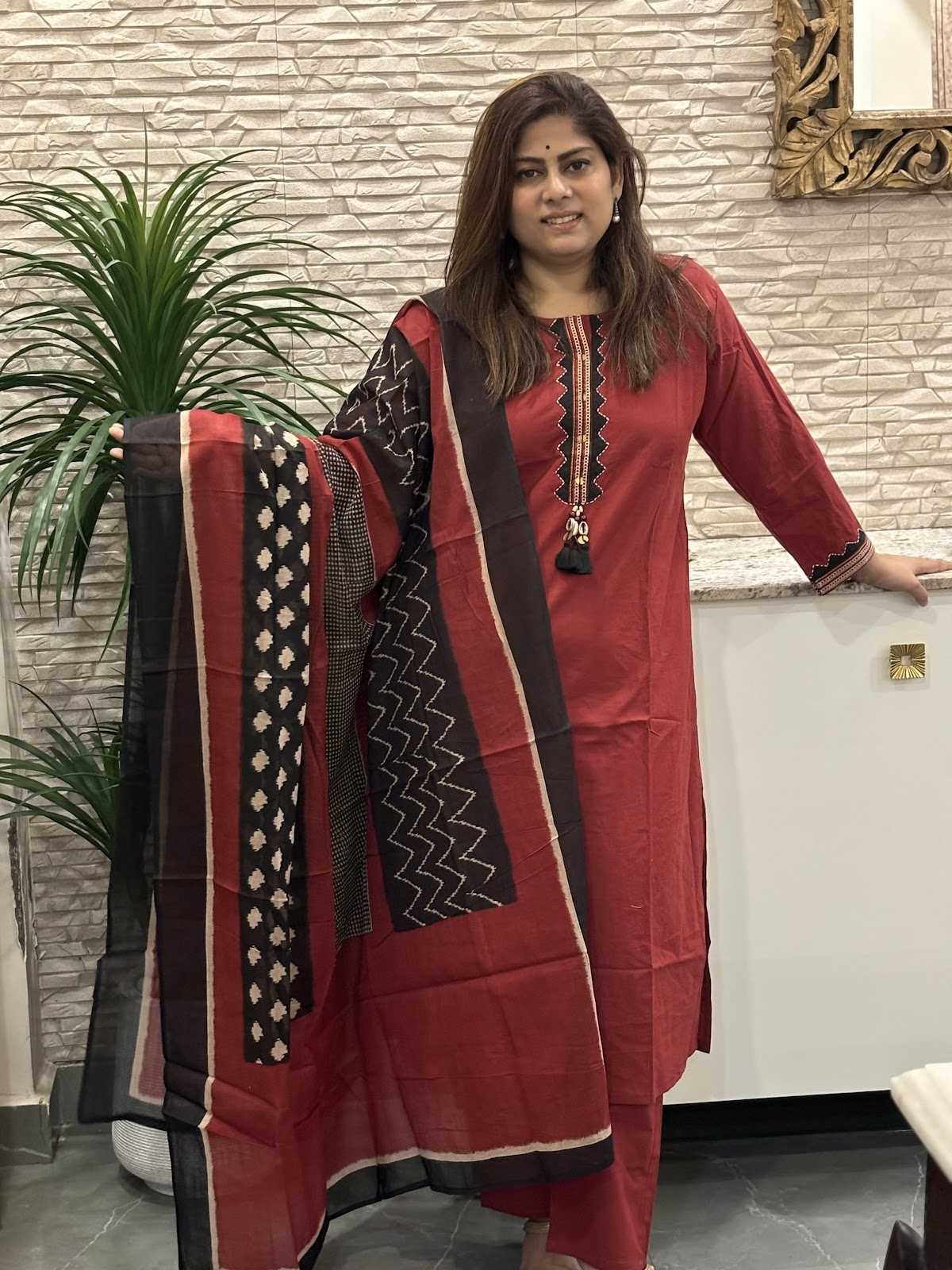 pure-cotton-a-line-suit-set-with-ikkat-print-mul-cotton-dupatta-maroon-1