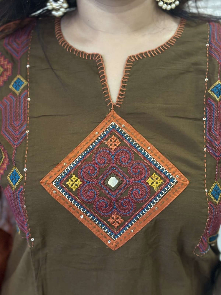 pure-cotton-a-line-suit-set-with-mirror-work-embroidery-at-front-back-brown-2