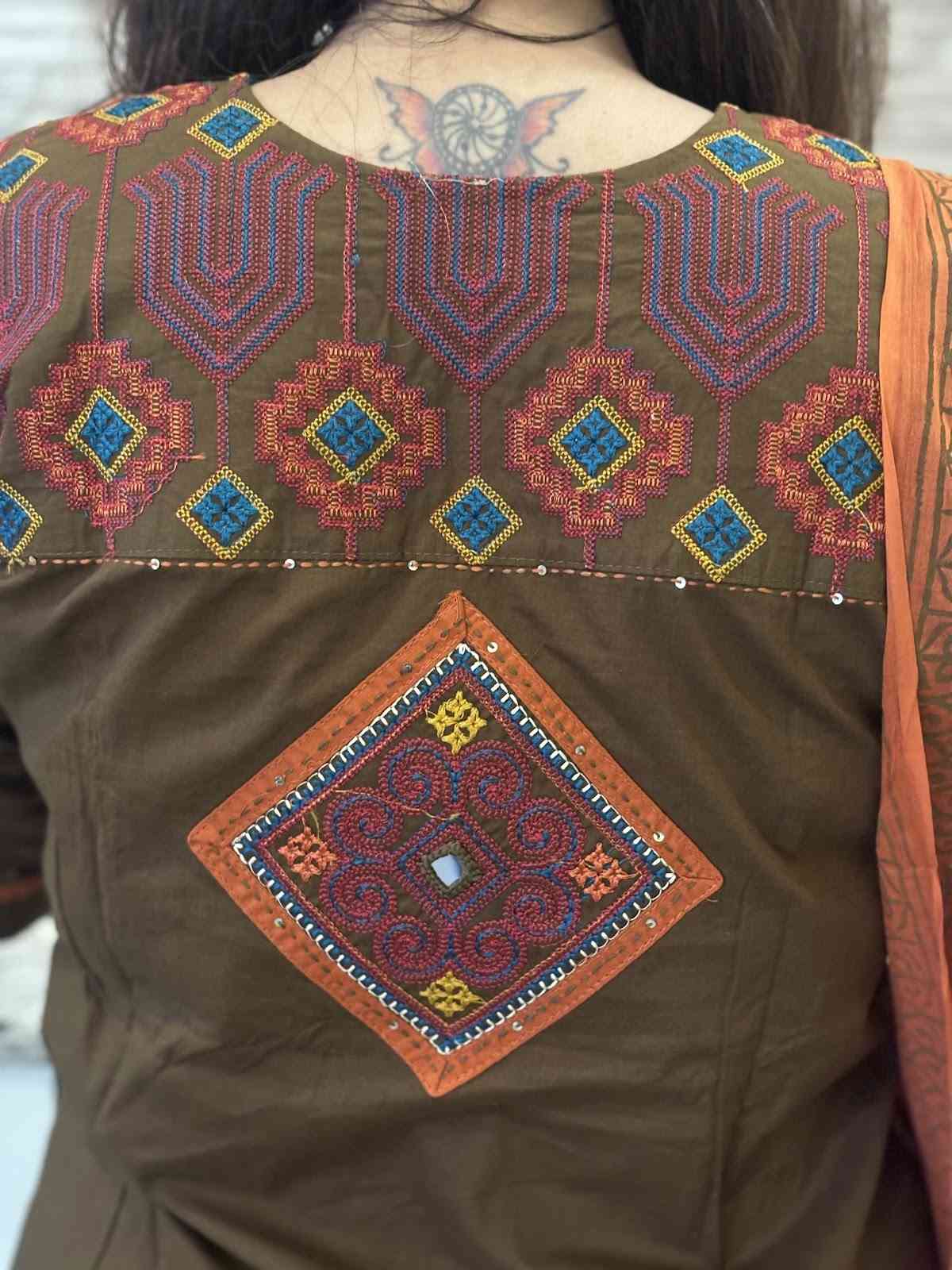 pure-cotton-a-line-suit-set-with-mirror-work-embroidery-at-front-back-brown-4