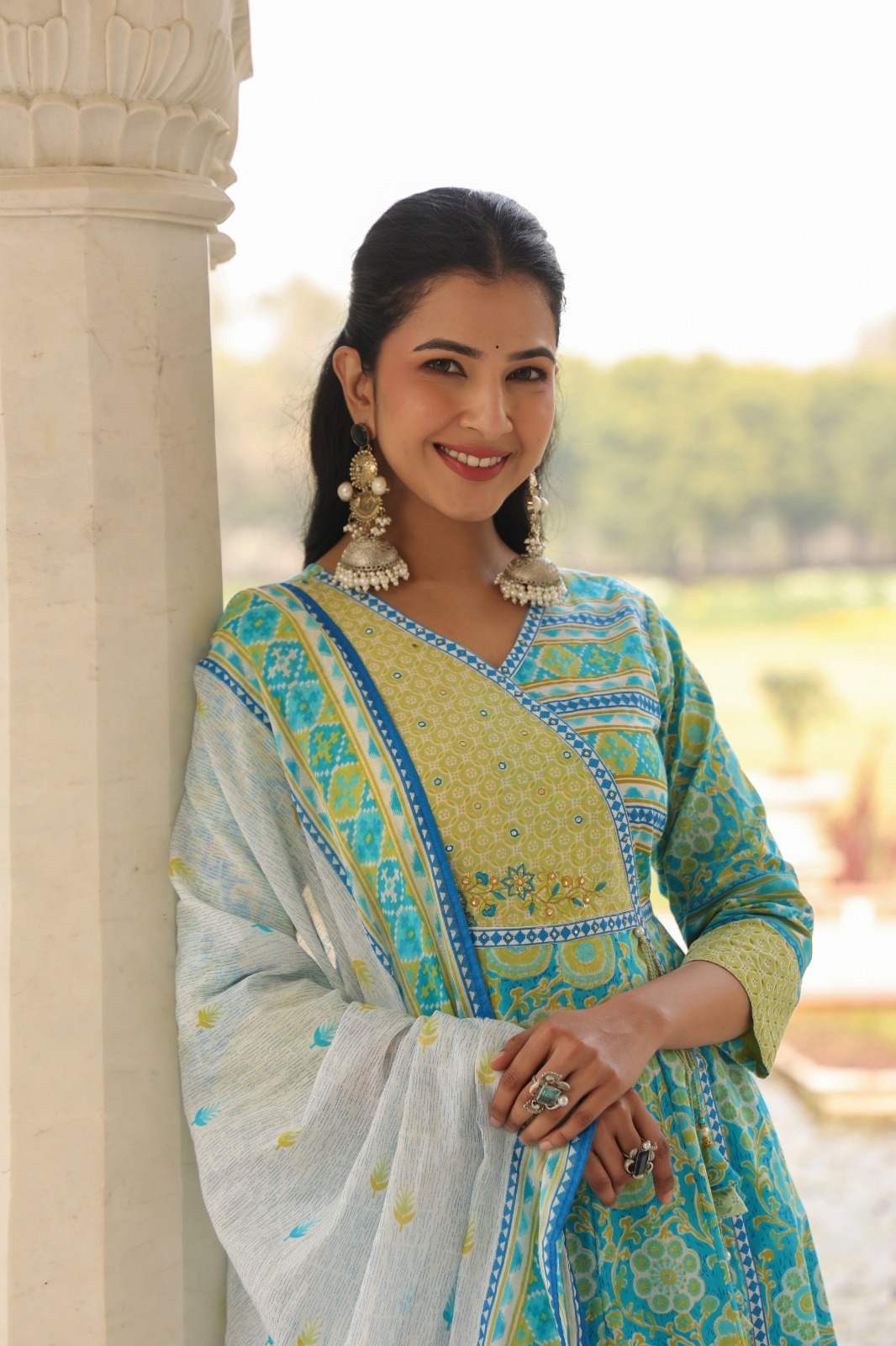 pure-cotton-angrakha-style-embroidered-anarkali-blue-3