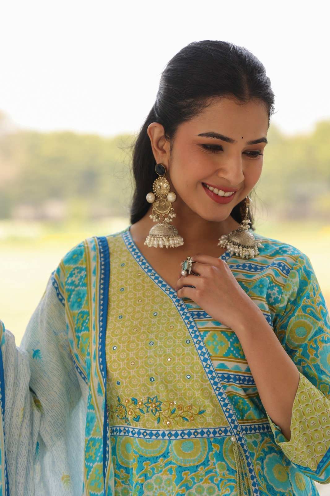 pure-cotton-angrakha-style-embroidered-anarkali-blue-4
