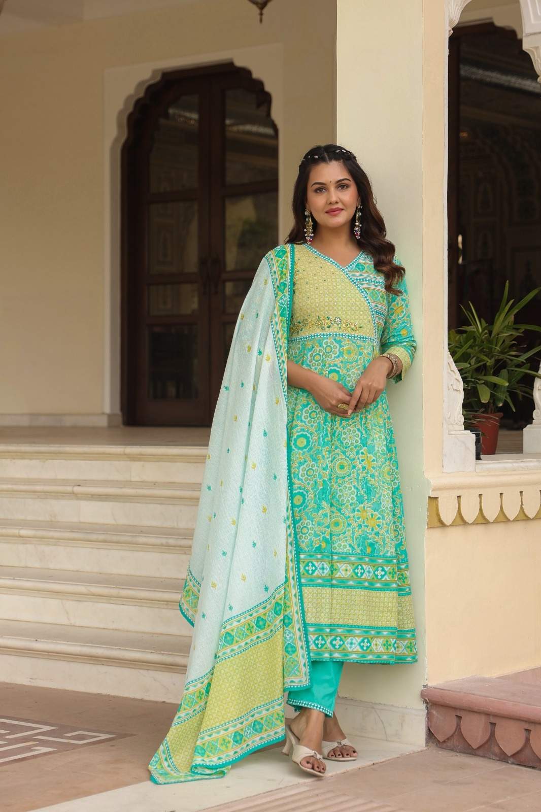 pure-cotton-angrakha-style-embroidered-anarkali-green-2