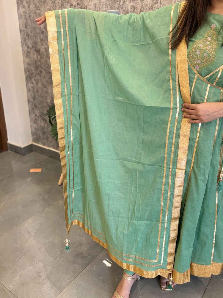 pure-cotton-angrakha-style-gota-work-anarkali-sage-green-3
