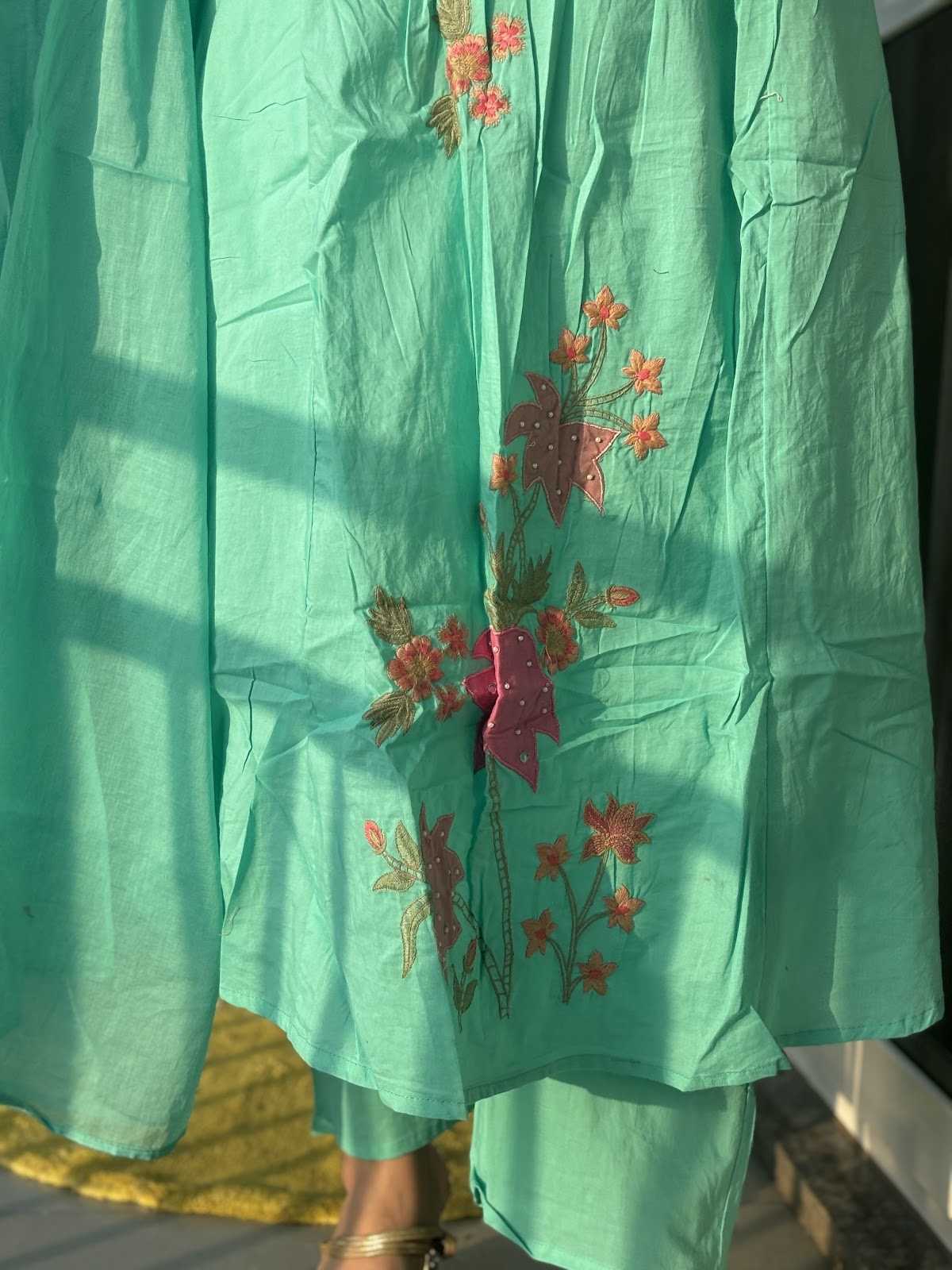 pure-cotton-appliquÃ©-work-embroidered-suit-set-sky-blue-3