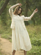 Pure Kora Cotton Asymmetric Pattern Dress with Kora Cotton Weaved Jacket in Off-White