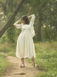 Pure Kora Cotton Asymmetric Pattern Dress with Kora Cotton Weaved Jacket in Off-White