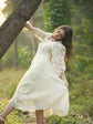 Pure Kora Cotton Asymmetric Pattern Dress with Kora Cotton Weaved Jacket in Off-White