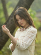 Pure Kora Cotton Asymmetric Pattern Dress with Kora Cotton Weaved Jacket in Off-White