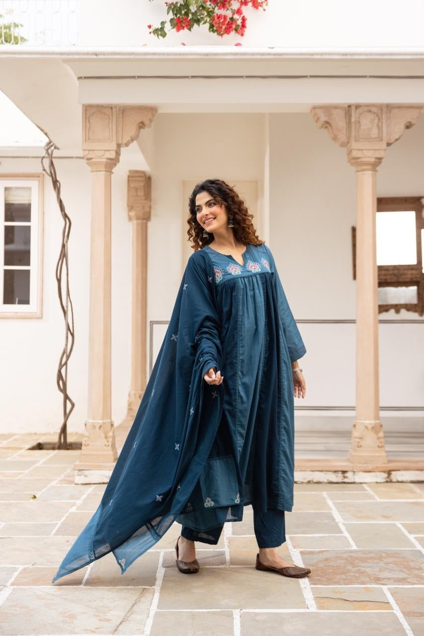 pure-cotton-block-a--line-embroidered-suit-set-blue-1