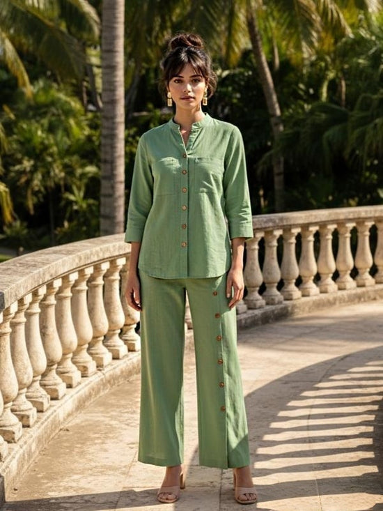 pure-cotton-co-ord-set-with-wooden-button-detailing-green-1