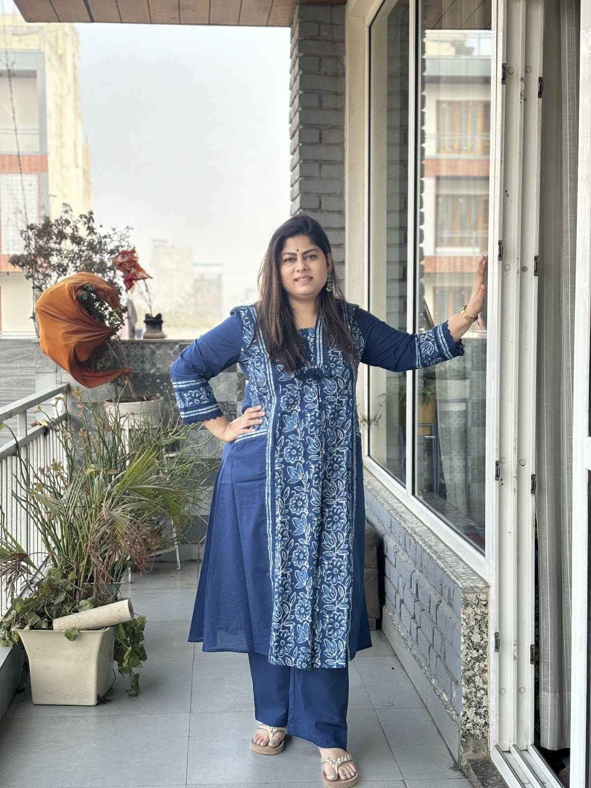 pure-cotton-dabu-print-a-line-pant-set-blue-1