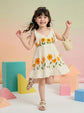 Pure Cotton Dobby Hand Brush Paint Dress in Beige