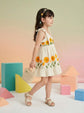 Pure Cotton Dobby Hand Brush Paint Dress in Beige