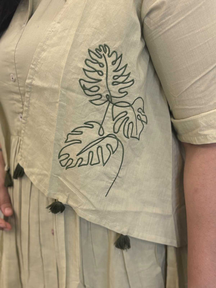 pure-cotton-dress-with-embroidered-short-shrug-green-4