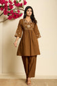 pure-cotton-embroidered-a-line-co-ord-set-brown-1