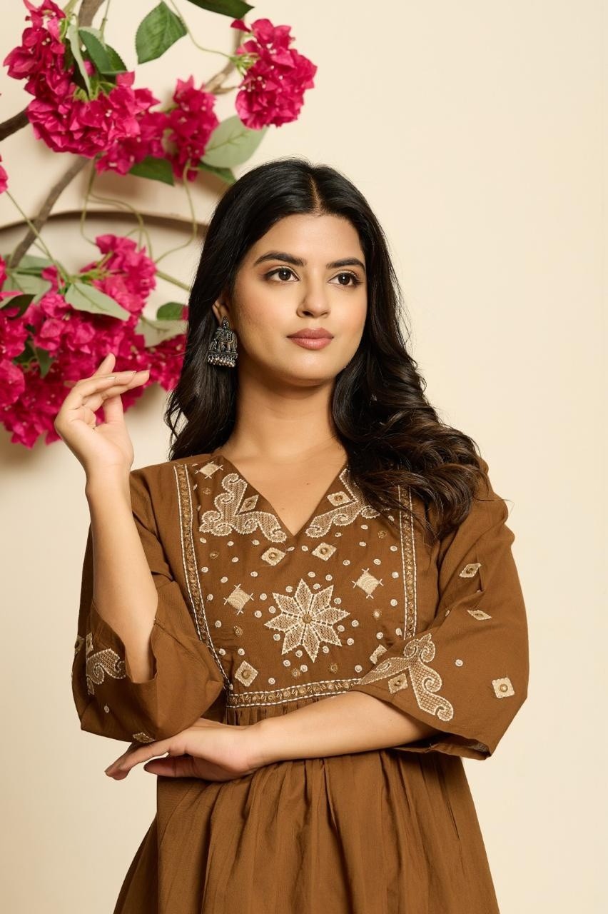 pure-cotton-embroidered-a-line-co-ord-set-brown-2