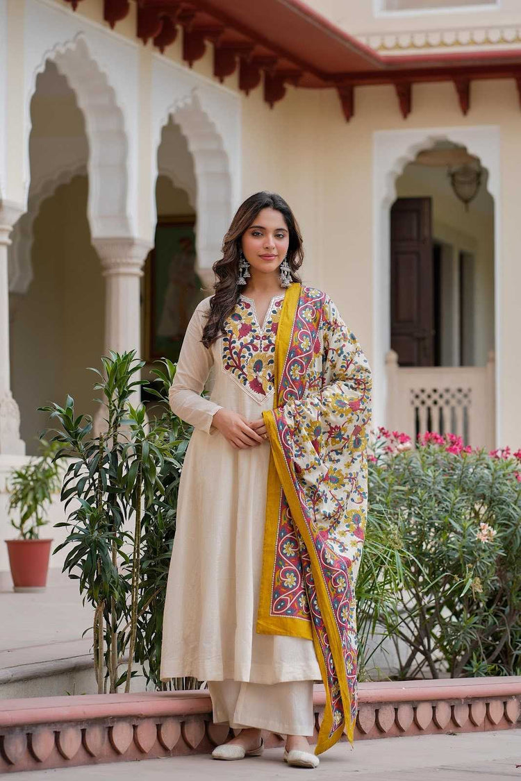 pure-cotton-embroidered-anarkali-with-lining-paired-with-kalamkari-cotton-dupatta-beige-1