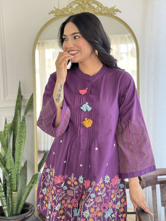 pure-cotton-embroidered-co-ord-set-with-tassels-purple-1