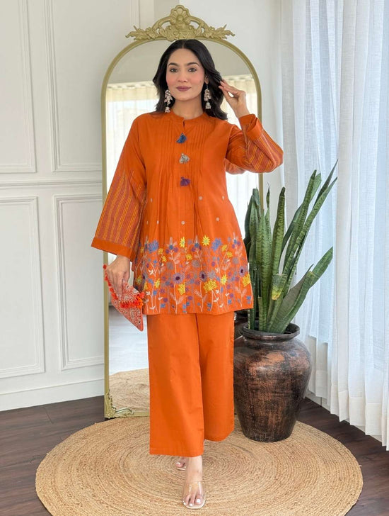 pure-cotton-embroidered-co-ord-set-with-tassels-rust-1