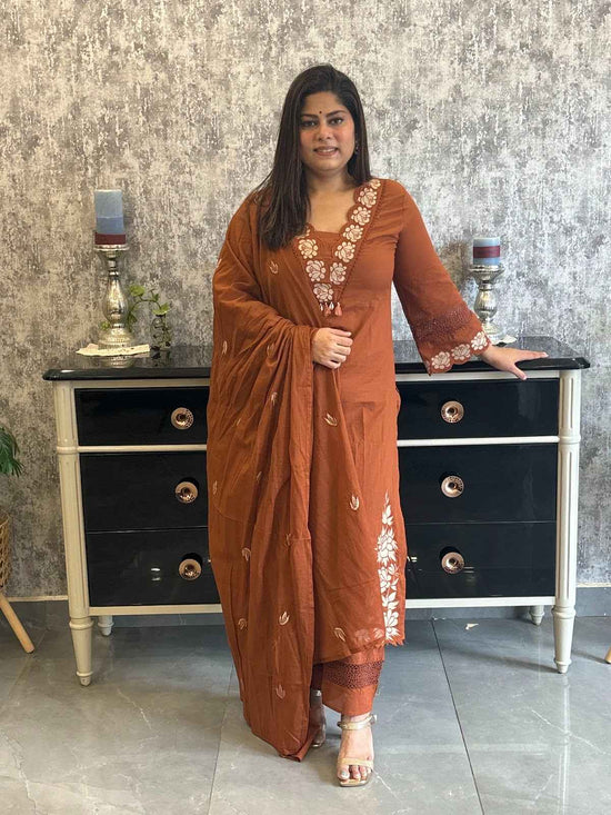 pure-cotton-embroidered-cut-work-suit-paired-with-mul-cotton-men-dupatta-rust-brown-1