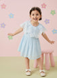 Pure Cotton Embroidered Dress With Cut Work Neck in Ice Blue
