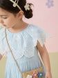 Pure Cotton Embroidered Dress With Cut Work Neck in Ice Blue
