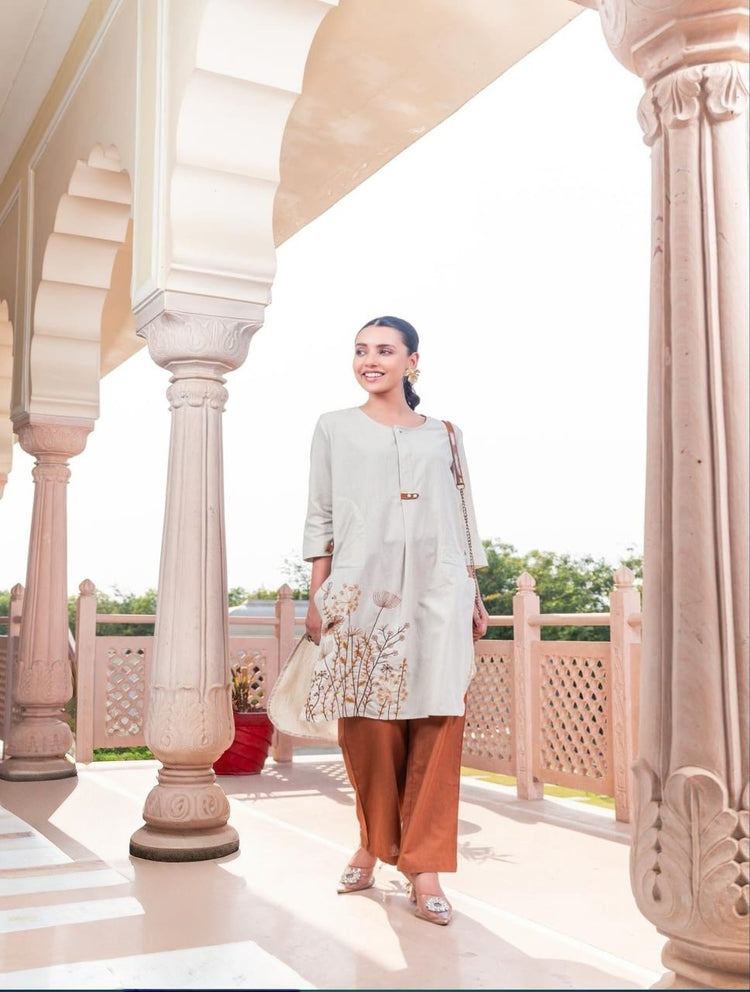 pure-cotton-embroidered-high-low-pattern-co-ord-set-beige-and-brown-1