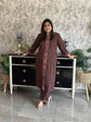 Pure Cotton Embroidered Pant Set with Embroidery at Back in Brown