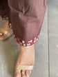 Pure Cotton Embroidered Pant Set with Embroidery at Back in Brown