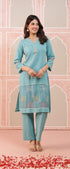pure-cotton-embroidered-pant-set-with-organza-embroidered-patch-work-blue-1