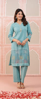 pure-cotton-embroidered-pant-set-with-organza-embroidered-patch-work-blue-1
