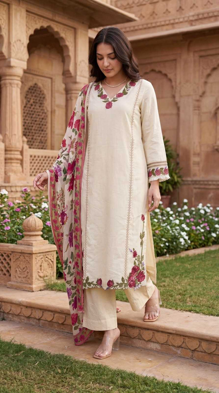 pure-cotton-embroidered-straight-fit-suit-with-scalloping-paired-with-floral-print-schiffin-dupatta-off-white-2